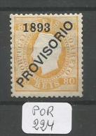 POR Afinsa  94 D. Luis I Surchargé PROVISORIO Papier Porcelana 12 1/2 Xx - Unused Stamps