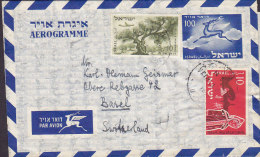 Israel Par Avion (Uprated) Aerogramme CHITATH - ZION 1955 Cover Lettera BASEL Switzerland - Posta Aerea