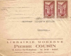 Maroc Morocco Marruecos Lettre Rabat 1942 Entête Librairie Pierre Cousin Oblitération Mécanique OMEC - Cartas & Documentos