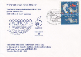 26262- PHILATELIC EXHIBITIONS, BRIDGE, FISHES, SPECIAL COVER, 1997, ISRAEL - Brieven En Documenten
