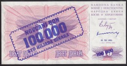 Bosnia & Herzegovina 100000 Dinara 10.11.1993 P34b UNC - Bosnie-Herzegovine