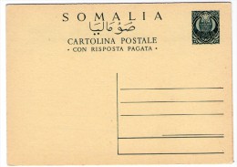 SOMALIA AFIS - CARTOLINA POSTALE 15+15 C. CON RISPOSTA UNITA / STATIONERY / ENTIER - Somalia