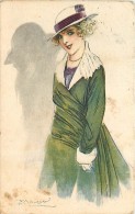 DONNINA IN VERDE CON ARIA AMMICCANTE. ILLUSTRAZIONE DI MAUZAN - 1918 - Mauzan, L.A.