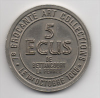 5 écu De Bettancourt La Ferrée 1995 / RARE  500 Exemplaires ! / Ecu Euro Temporaire De Ville / Jeton Médaille Précurseur - Euros De Las Ciudades