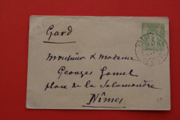 1902 MIGNONNETTE ENTIERS POSTAUX 116E TYPE SAGE 5C POUR NIMES GARD 30 CAD MANUEL Rural 1902. - Enveloppes Types Et TSC (avant 1995)