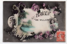 Un Baiser De Villars, Bessines-sur-Gartempe, Villard ?, Fantaisie, Souvenir, Fillette, Couple, Fleurs, Scan Recto-verso - Bessines Sur Gartempe