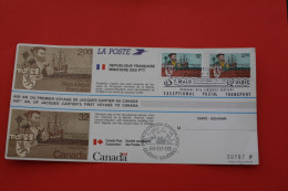 03-07-1984 CAD COMMEMORATIF CONCORDANCE JUMELAGE FRANCE/CANADA SAINT MALO/QUEBEC 450é ANNIVERSAIRE JACQUES CARTIER TRANS - Gedenkausgaben