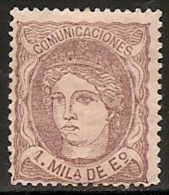 1870-ED. 102 GOB. PROVISIONAL. EFIGIE ALEGÓRICA DE ESPAÑA- 1 MILESIMA VIOLETA S. SALMÓN-NUEVO - Unused Stamps