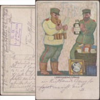 Allemagne 1915. Carte En Franchise Militaire. Réception D'un Cadeau D'amour. Bouteilles D'encre, Pipe, Pélicans - Pélicans