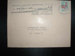 LETTRE TP COQ DE DECARIS 0,30 OBL.MEC.28-6-1966 CHERBOURG PPAL (50 MANCHE) PORT DE CHERBOURG DIRECTION DES SERVICES DE S - Schiffspost