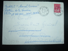 LETTRE TP MARIANNE DE BEQUET 0,50 OBL.5-8-1974 CAYENNE RP GUYANE FRANCAISE (973) + REEXPEDITION REZE (44) Pour LE MESNIL - 1971-1976 Marianne Of Béquet