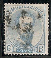 1872-ED. 119 REEINADO DE AMADEO I - EFIGIE DE AMADEO I - 6 CENT. AZUL-USADO ROMBO DE PUNTOS - Usados