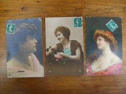 3 Anciennes Cartes Sihouettes De Femmes - Silhouettes