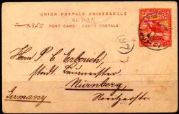 EARLY SUDAN 1913. Entire Postal Card Of 4 Millièmes Postman To Nürnberg, Germany - Soedan (...-1951)