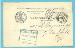 Kaart "Carte-correspondance / Chemins De Fer" Met Cirkelstempel BRUXELLES (NORD) + Blauwe Spoorwegstempel BRUXELLES-NORD - Andere & Zonder Classificatie