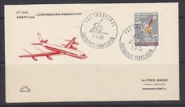 Luxemburg 1962  Luxair 1st Flight Luxemburg - Frankfurt Cover (F4294) - Brieven En Documenten