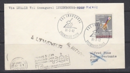 Luxemburg 1962  Luxair 1st Flight Luxemburg - Paris Cover (F4296) - Covers & Documents