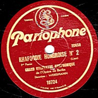 78 Trs - 30 Cm - état B - GRAND ORCH. SYMPHONIQUE DE BERLIN - RHAPSODIE HONGROISE N°E 1re Et 2e Parties - 78 T - Disques Pour Gramophone