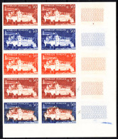 FRANCE - N°1333** - Remparts De Vannes - Essais De Couleur En Bloc De 10 Dont 2 MULTICOLORES - Farbtests 1945-…