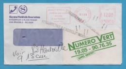 BELGIQUE LETTRE DE 1989 ENTETE ET FLAMME SHERATON NPAI - 1980-1999