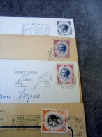 Lot Monaco Lettre Timbrée Avec Flamme Prince Rainier 1957 Monte-Carlo - Covers & Documents