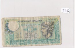 Billets -  B1716- Italie -  500 Lires  ( Type, Nature, Valeur, état... Voir 2 Scans) - Andere & Zonder Classificatie