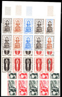 FRANCE - N°1335/1337** - Résistance - Les 30 Essais De Couleurs En Bloc  Dont 6 Timbres Multicolores. - Farbtests 1945-…