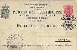 FINLANDIA FINLAND 10 P 1903 PRIVATE PRINT ILMAJOKI To VAASA - Enteros Postales