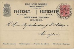 FINLANDIA FINLAND 10 P 1889 HELSINGFORS To HAUSJARVI - Entiers Postaux