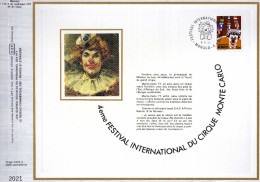 Feuillet Tirage Limité CEF 125 Soie 4ème Festival International Du Cirque Monte Carlo - Storia Postale