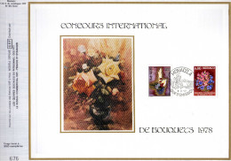 Feuillet Tirage Limité CEF 129 Soie Concours International De Bouquets Fleurs - Cartas & Documentos
