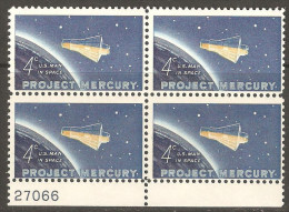 United States 1962 Mi# 822 ** MNH - Block Of 4 - Project Mercury Issue / Space - Etats-Unis
