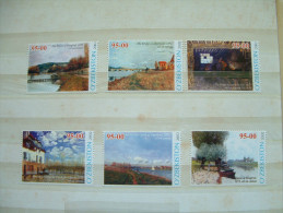 Uzbekistan 2002 MNH Set - Paintings Landscapes Boat France Seine Argenteuil - Ouzbékistan