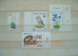 New Caledonia + Monaco - MNH - Birds Snail Flowers - Unused Stamps