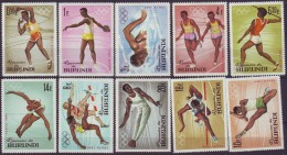 BURUNDI   - OLYMPIC TOKIO SET  - SWIMING - ATHLETICS - JUMPING - 1964 - **MNH - Salto