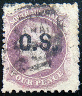 SOUTH AUSTRALIA 1876 4d Queen Victoria SERVICE USED ScottO38 CV$5 WATERMARK : 7 - Usati