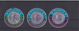 Special Format: Coinage Stamp From Tonga 1967 Coronation - Three Stamps Used   (L71-35) - Tonga (1970-...)