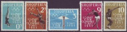 ALBANIA  - OLYMPIC TOKIO SET  - ATHLETIC - POLE  VAULT - SPEAR - BALL - TORCH - 1962 - **MNH - Salto