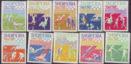 ALBANIA  - OLYMPIC TOKIO SET + IMPERF + Bl - ATHLETIC - CYCLING - FOOTBALL - CANOE - HOCKEY - 1964 - **MNH - Salto