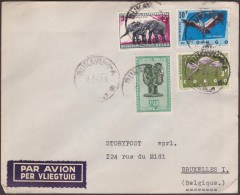 Congo Kin 1964 COB 287A (Congo Belge, Hors Cours), 407, 487 Et 493 (éléphant, Grues, Flamants) Sur Lettre. Bukavu - Usati