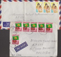 Zaïre 1983 & 19 COB 1122 X 3 (Noël, Joie Des Enfants), 1128 X 2 (au Verso), 1251 Ballon, 1286 X 6 Drapeau, Sur 2 Lettres - Used Stamps