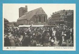 CPSM 69 - Marchands Ambulants Le Marché Et L'Eglise St Pierre AULT 80 - Ault