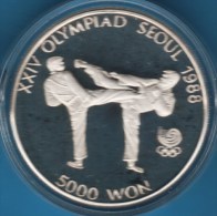 SOUTH KOREA 5000 WON 1987 JO OLYMPIC Séoul 88 Taekwondo Silver 0.925 - Coreal Del Sur