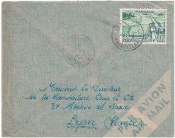 Madagascar - Lettre Avion 1957 Cad Manuel Sur Timbre Fides Hydraulique Et Rizicole 15F Pour Lyon France - Covers & Documents