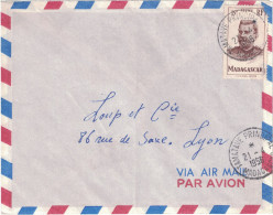 Madagascar - Lettre Avion 1957 Cad Manuel TAMATAVE PRINCIPAL Sur Timbre Joffre 15F Pour Lyon France - Lettres & Documents