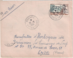 Cote D'Ivoire - Lettre Avion 1954 Cad Manuel BOUAKE Sur Timbre Laboratoire Medical 15F Pour Lyon France - Storia Postale