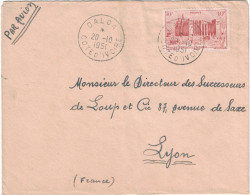 Cote D´Ivoire - Lettre Avion 1951 Cad DALOA Sur Timbre Mosquée 10F Pour Lyon France - Storia Postale