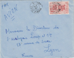 Cote D´Ivoire - Lettre Avion 1950 Cad Manuel BOUAKE Sur Timbre Mosquée 10F Pour Lyon France - Storia Postale