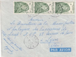 Niger - Lettre Avion 1952 Cad Manuel AGADEZ Sur Timbre Mauritannienne 5F X 3 Pour Lyon France - Cartas & Documentos