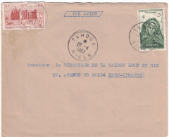 Niger - Lettre Avion 1957 Cad Manuel TAHOUA Sur Timbre Mauritannienne 5F + Mosquée 10F Pour Lyon France - Briefe U. Dokumente